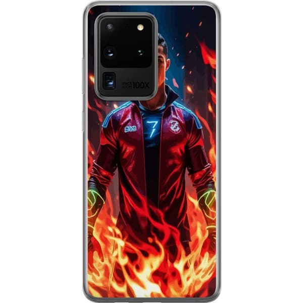 Samsung Galaxy S20 Ultra Genomskinligt Skal Ronaldo Inferno – fotbollshjälte i eldflammor