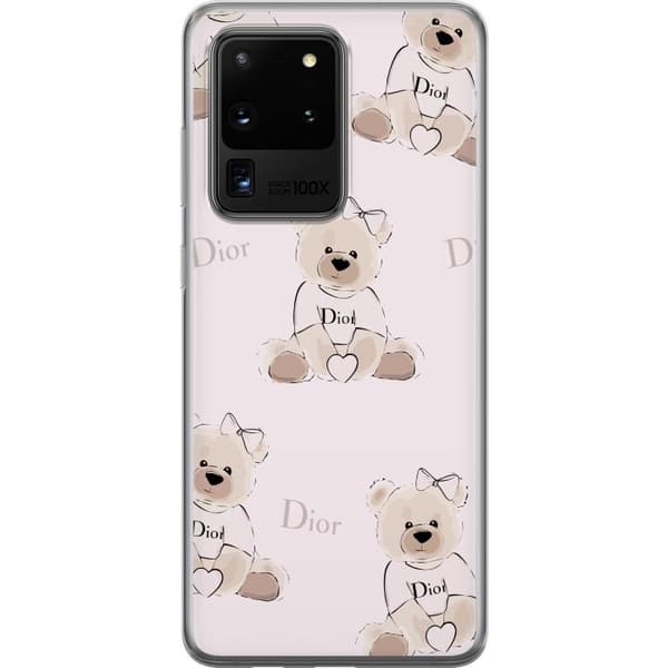 Samsung Galaxy S20 Ultra Gennemsigtig cover Teddy Dior Vibes - luksuriøs bamse i modetil
