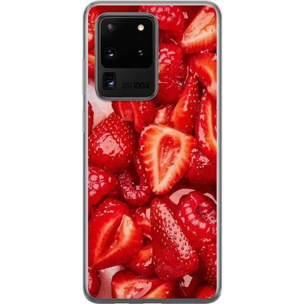 Samsung Galaxy S20 Ultra Läpinäkyvä kuori Mansikkakuviointi - makea motiivi kesäfiiliksellä
