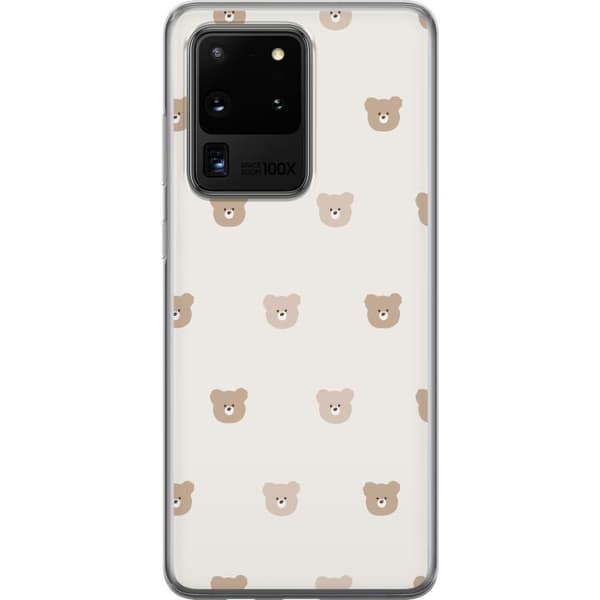Samsung Galaxy S20 Ultra Läpinäkyvä kuori Teddy-tausta - söpöt teddykarhut pehmeällä taustalla