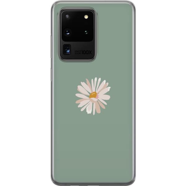 Samsung Galaxy S20 Ultra Läpinäkyvä kuori Vihreä Minimalikukka - tyylikäs kukka vihreällä taustalla