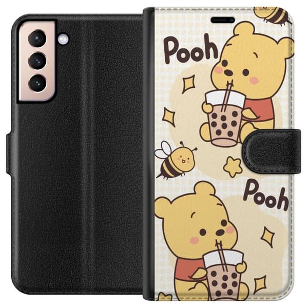 Samsung Galaxy S21 Lompakkokotelo Nalle Pooh - klassinen karhumotiivi uudessa tulkinnassa