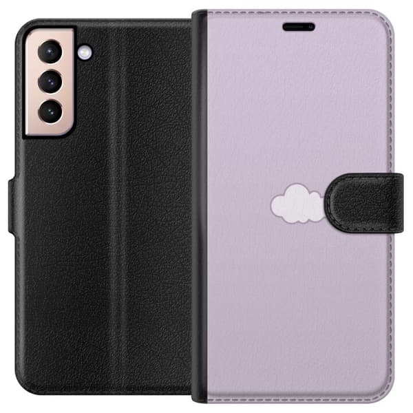 Samsung Galaxy S21 Lompakkokotelo Lila Pilvi - minimalistinen pilvi lila taustalla