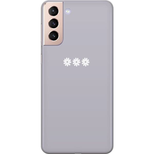 Samsung Galaxy S21 Läpinäkyvä kuori Lila Blomminimalismi - tyylikäs kukkakuva lila taustalla