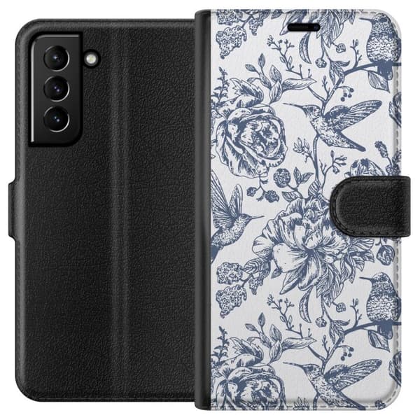 Samsung Galaxy S21+ 5G Plånboksfodral Blomster & Fåglar – romantiskt mönster i vintage-stil