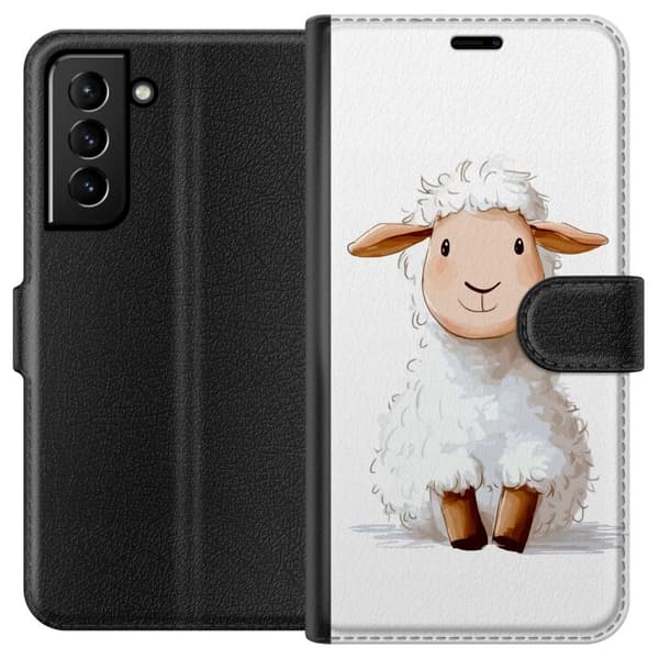 Samsung Galaxy S21+ 5G Lompakkokotelo Suloinen Lammas - lasten ja vauvan tuotteita sarjakuvatyyliin