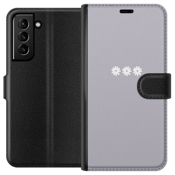 Samsung Galaxy S21+ 5G Lompakkokotelo Lila Blomminimalismi - tyylikäs kukkakuva lila taustalla