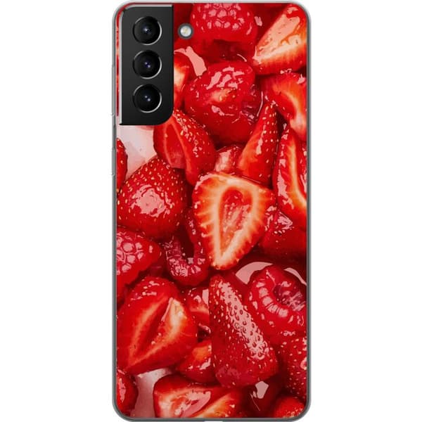 Samsung Galaxy S21+ 5G Läpinäkyvä kuori Mansikkakuviointi - makea motiivi kesäfiiliksellä