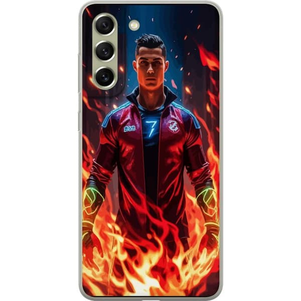 Samsung Galaxy S21 FE 5G Läpinäkyvä kuori Ronaldo Inferno - jalkapallolegenda liekeissä