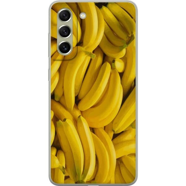 Samsung Galaxy S21 FE 5G Genomskinligt Skal Banana Pattern – lekfullt mönster med gula bananer