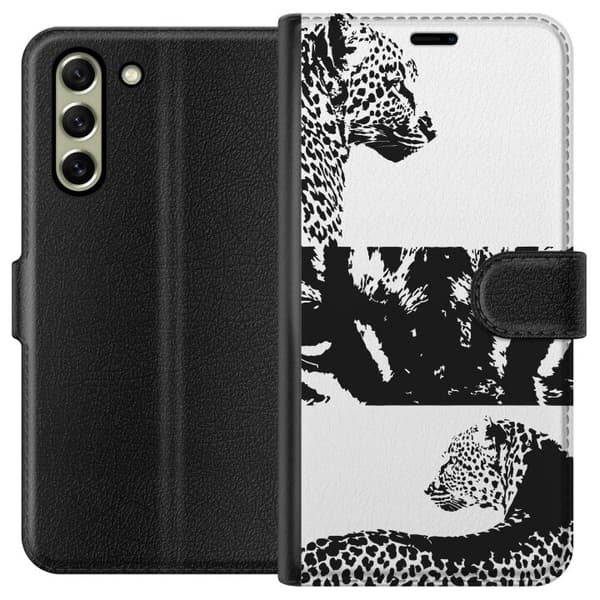 Samsung Galaxy S21 FE 5G Lompakkokotelo Leopard Faces