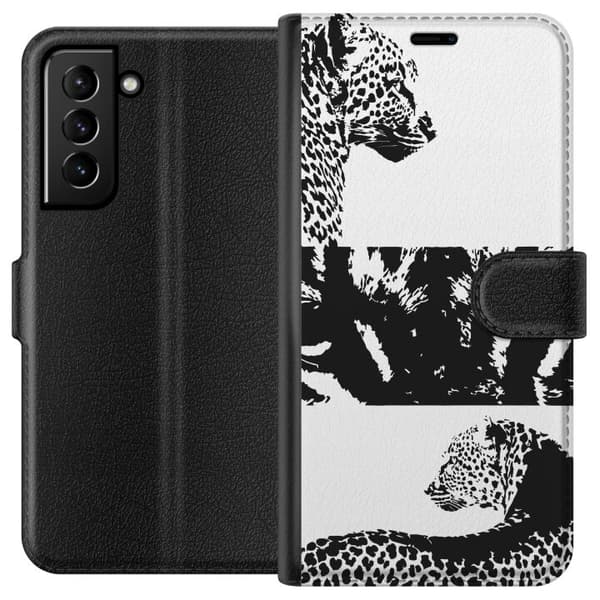 Samsung Galaxy S21+ 5G Plånboksfodral Leopard Faces – trendigt mönster med leopardansikten
