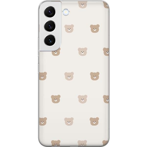 Samsung Galaxy S22 5G Genomskinligt Skal Teddy Background – gulliga nallar mot mjuk bakgrund