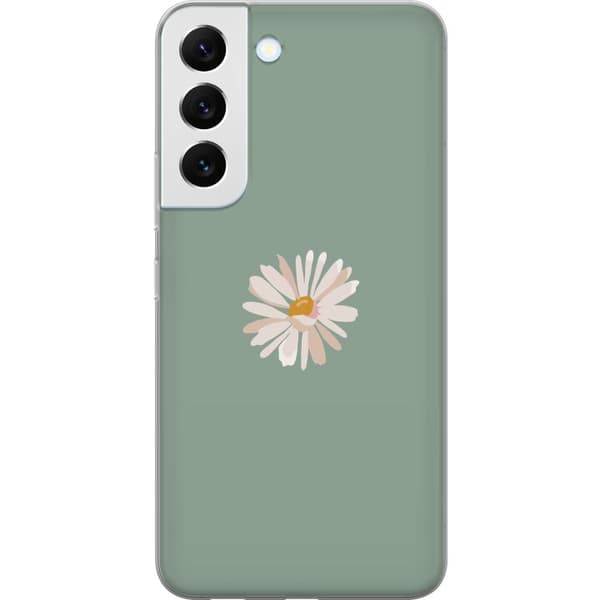 Samsung Galaxy S22 5G Gennemsigtig cover Grøn Minimalblomst - stilfuld blomst på grøn baggrund