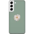 Miniatyrbillede 1 af 3: Samsung Galaxy S22 5G Gennemsigtig cover Grøn Minimalblomst - stilfuld blomst på grøn baggrund