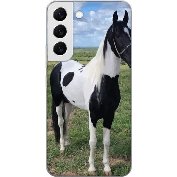 Samsung Galaxy S22 5G Gennemsigtig cover Hestemagi - stiliseret hest i en rolig farveskala