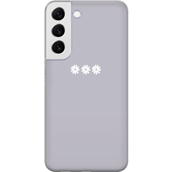 Samsung Galaxy S22 5G Gjennomsiktig deksel Lilla Blomminimalisme - stilig blomstermotiv på lilla bakgrunn