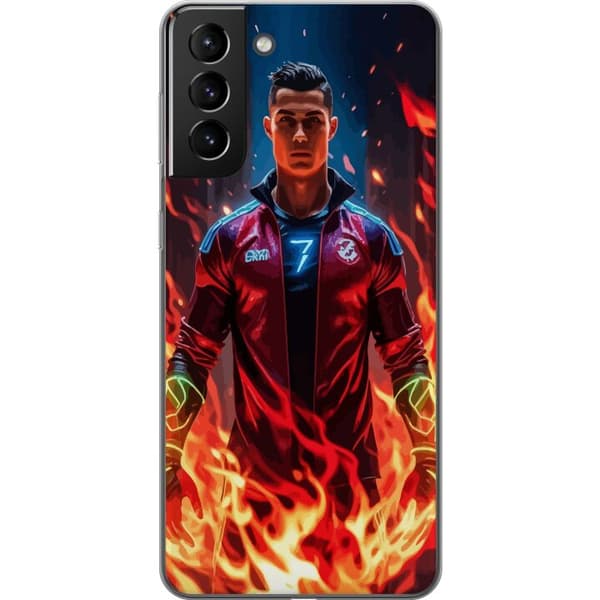 Samsung Galaxy S21+ 5G Gjennomsiktig deksel Ronaldo Inferno - fotballhelt i flammer