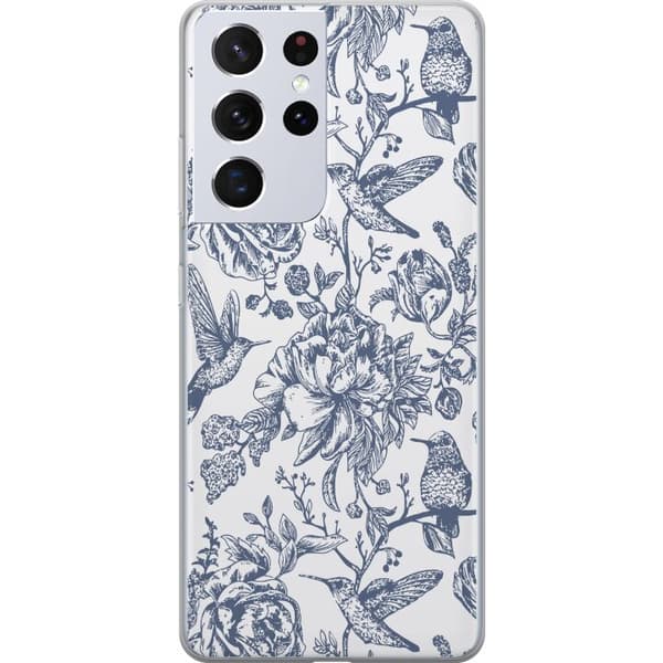 Samsung Galaxy S21 Ultra 5G Genomskinligt Skal Blomster & Fåglar – romantiskt mönster i vintage-stil