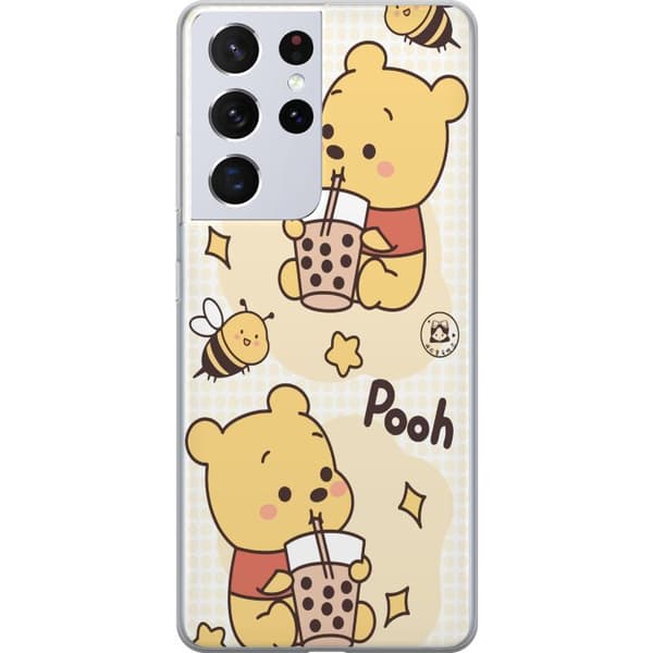 Samsung Galaxy S21 Ultra 5G Gennemsigtig cover Nalle Pooh-stil - klassisk bjørnemotiv i en ny fortolkning