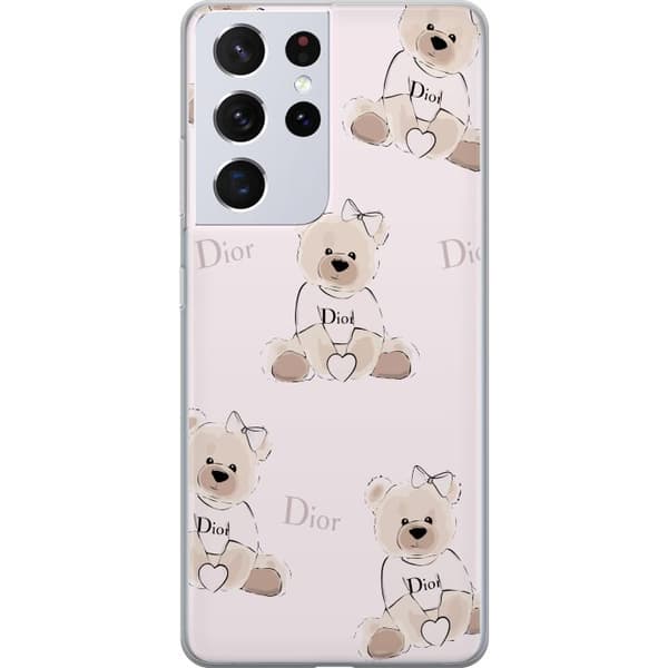 Samsung Galaxy S21 Ultra 5G Gennemsigtig cover Teddy Dior Vibes - luksuriøs bamse i modetil