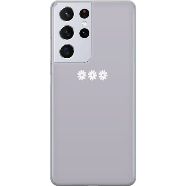 Samsung Galaxy S21 Ultra 5G Gennemsigtig cover Lilla Blomminimalisme - stilfuldt blomstermotiv på lilla baggrund