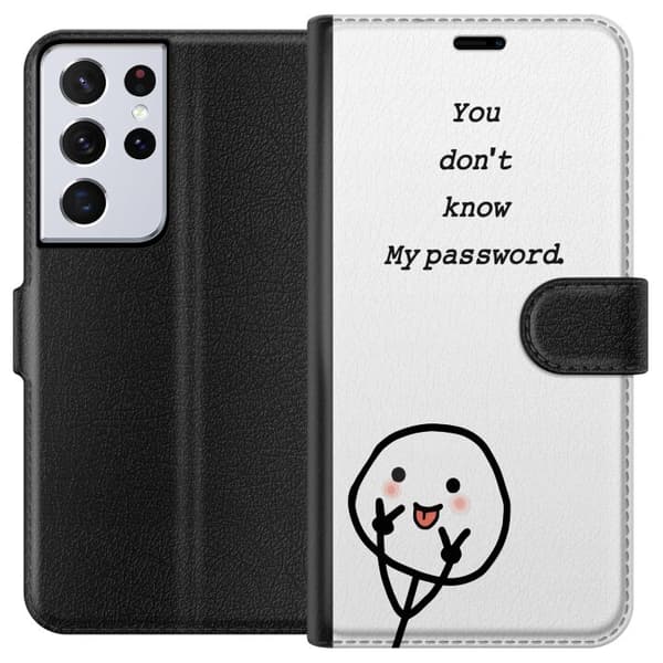 Samsung Galaxy S21 Ultra 5G Plånboksfodral You Don’t Know My Password – edgy textmotiv med attityd