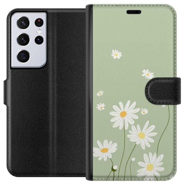 Samsung Galaxy S21 Ultra 5G Plånboksfodral Prästkragar – blommigt mönster i svensk sommarstil