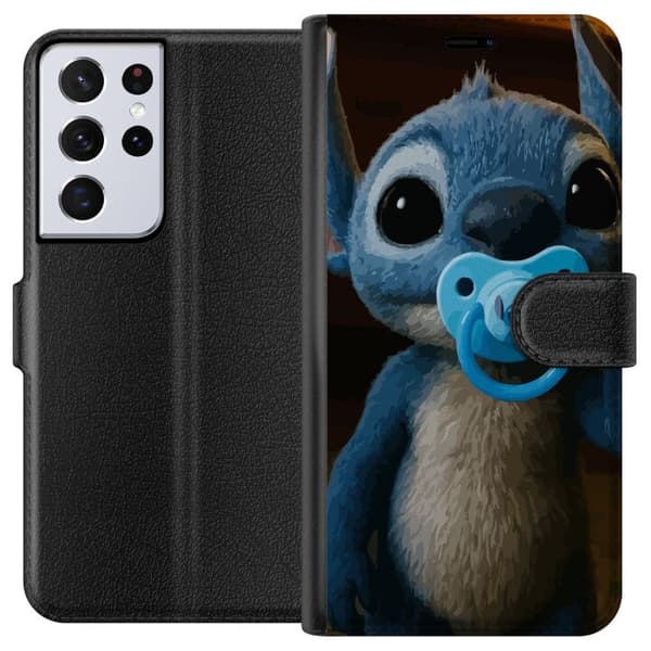 Samsung Galaxy S21 Ultra 5G Tegnebogsetui Stitch & Napp - babytema med sød karakter