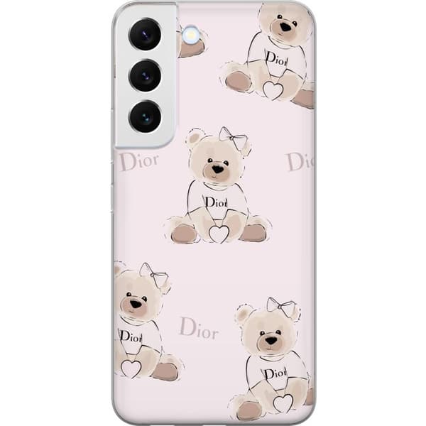 Samsung Galaxy S22+ 5G Gjennomsiktig deksel Teddy Dior Vibes - luksuriøs teddybjørn i motestil