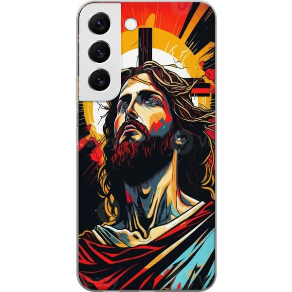 Samsung Galaxy S22+ 5G Gennemsigtig cover Jesus & Kort - religiøst motiv med dyb symbolik