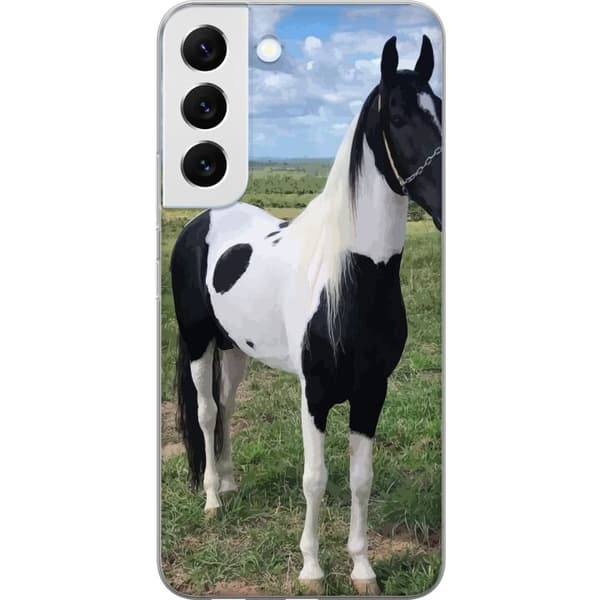 Samsung Galaxy S22+ 5G Gennemsigtig cover Hestemagi - stiliseret hest i en rolig farveskala