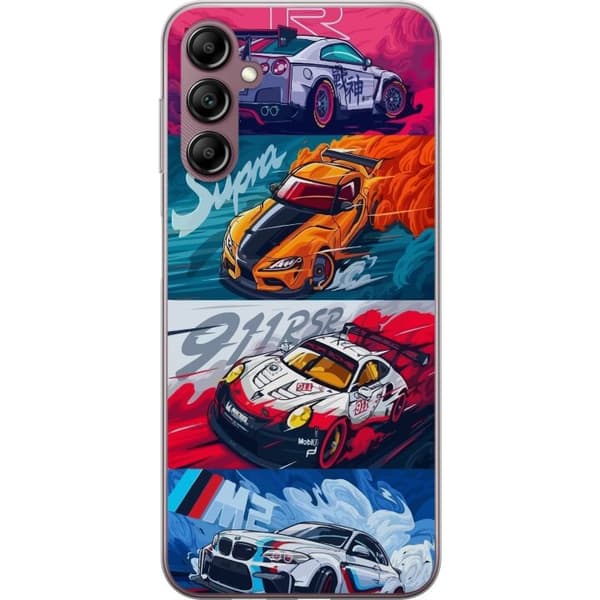 Samsung Galaxy A14 5G Läpinäkyvä kuori Nopeat Autot - Piirretty Kuvio Toiminnalla