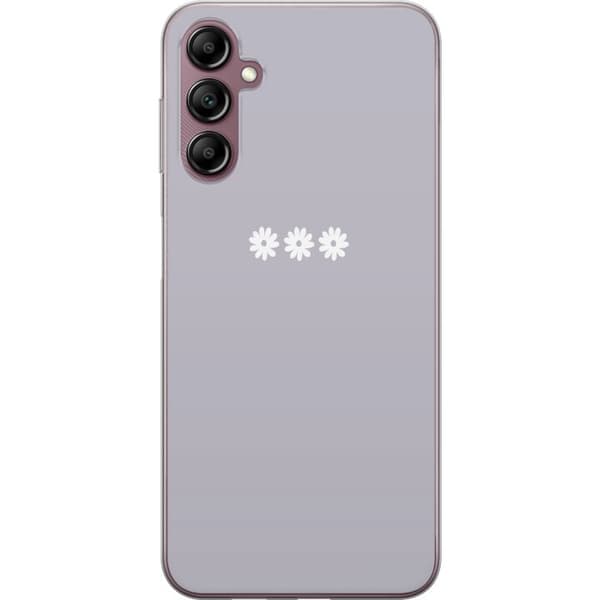 Samsung Galaxy A14 5G Gjennomsiktig deksel Lilla Blomminimalisme - stilig blomstermotiv på lilla bakgrunn
