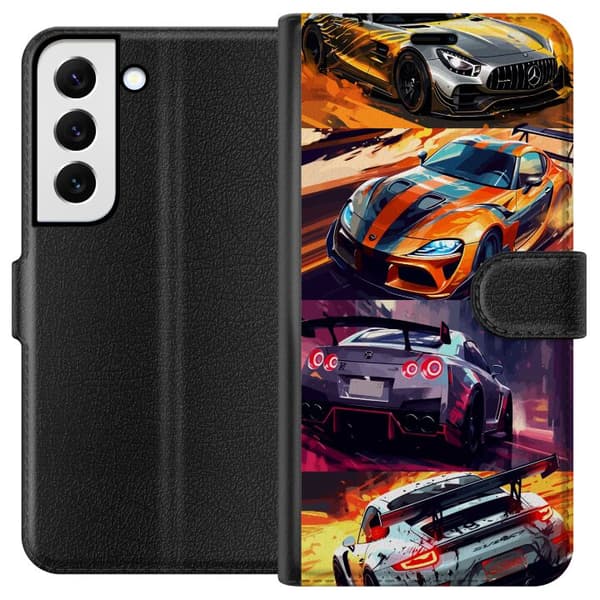 Samsung Galaxy S22 5G Plånboksfodral Rally Fever – fartfyllt motiv med rallybilar