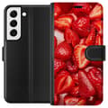 Miniatyrbild 1 av 3: Samsung Galaxy S22 5G Plånboksfodral Jordgubbsmönster – sött motiv med sommarkänsla