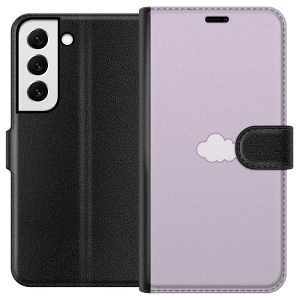 Samsung Galaxy S22 5G Plånboksfodral Lila Moln – minimalistiskt moln på lila bakgrund