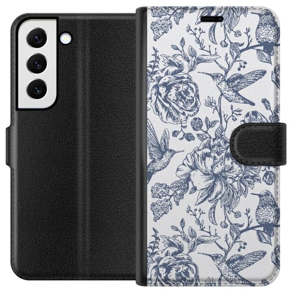 Samsung Galaxy S22+ 5G Plånboksfodral Blomster & Fåglar – romantiskt mönster i vintage-stil