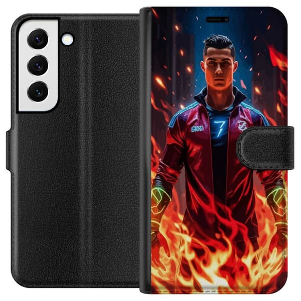 Samsung Galaxy S22+ 5G Plånboksfodral Ronaldo Inferno – fotbollshjälte i eldflammor