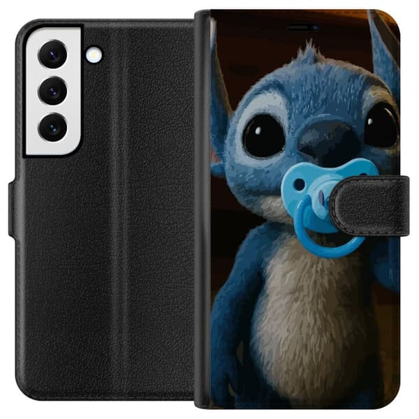 Samsung Galaxy S22+ 5G Tegnebogsetui Stitch & Napp - babytema med sød karakter