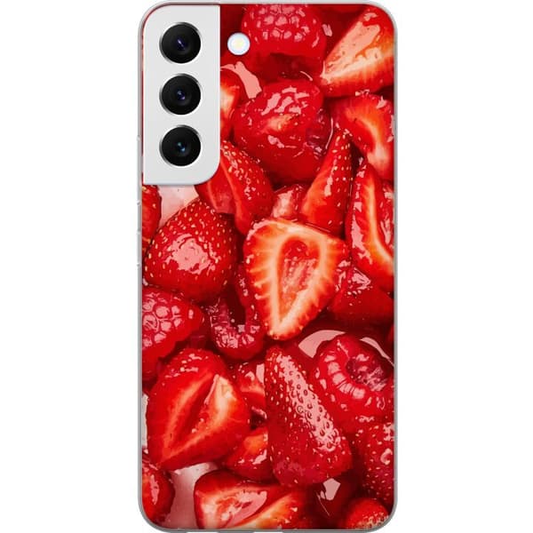 Samsung Galaxy S22 5G Genomskinligt Skal Jordgubbsmönster – sött motiv med sommarkänsla