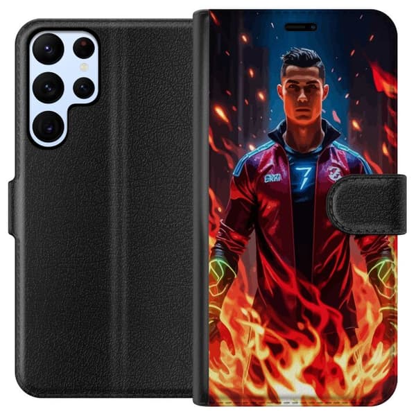 Samsung Galaxy S22 Ultra 5G Tegnebogsetui Ronaldo Inferno - fodboldhelt i flammer