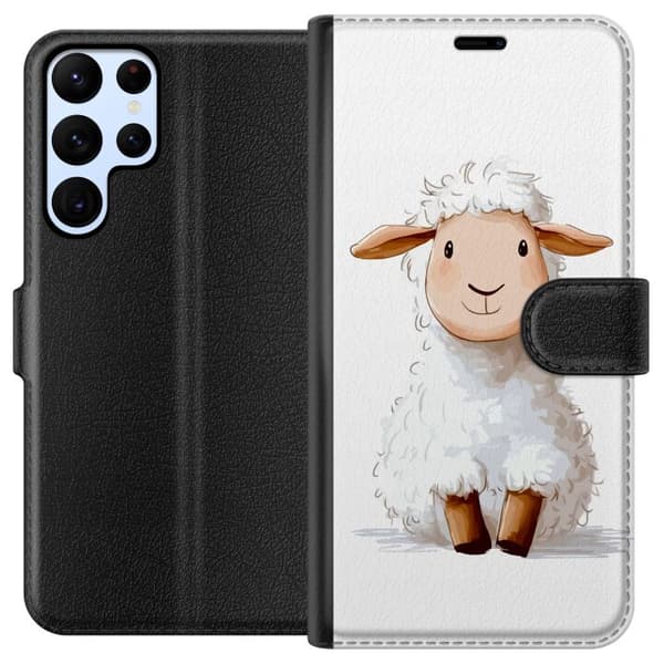 Samsung Galaxy S22 Ultra 5G Lommeboketui Søtt Lam - tegneseriestil for barn og babyprodukter