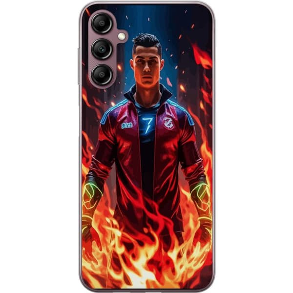 Samsung Galaxy A14 5G Gjennomsiktig deksel Ronaldo Inferno - fotballhelt i flammer