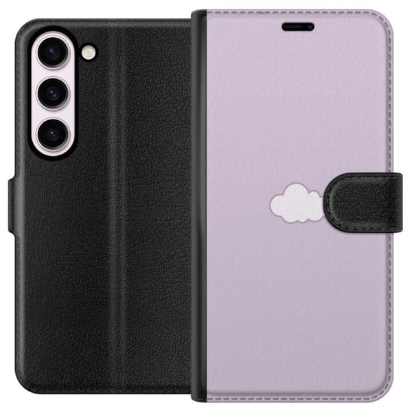 Samsung Galaxy S23 Plånboksfodral Lila Moln – minimalistiskt moln på lila bakgrund
