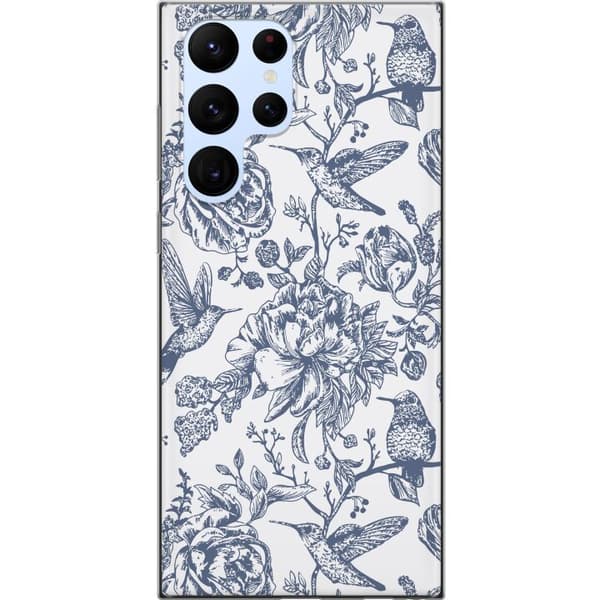 Samsung Galaxy S22 Ultra 5G Läpinäkyvä kuori Kukat & Linnut - Romanttinen Vintage-tyylinen Kuviointi
