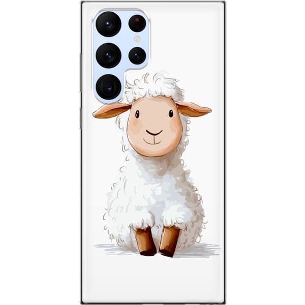 Samsung Galaxy S22 Ultra 5G Gennemsigtig cover Sødt Lamm - tegneseriestil til børn og babyprodukter