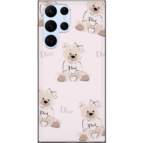 Samsung Galaxy S22 Ultra 5G Gennemsigtig cover Teddy Dior Vibes - luksuriøs bamse i modetil