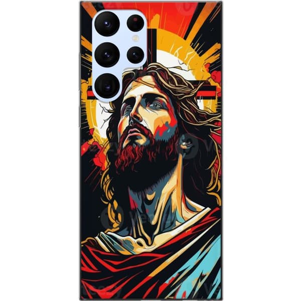 Samsung Galaxy S22 Ultra 5G Gennemsigtig cover Jesus & Kort - religiøst motiv med dyb symbolik
