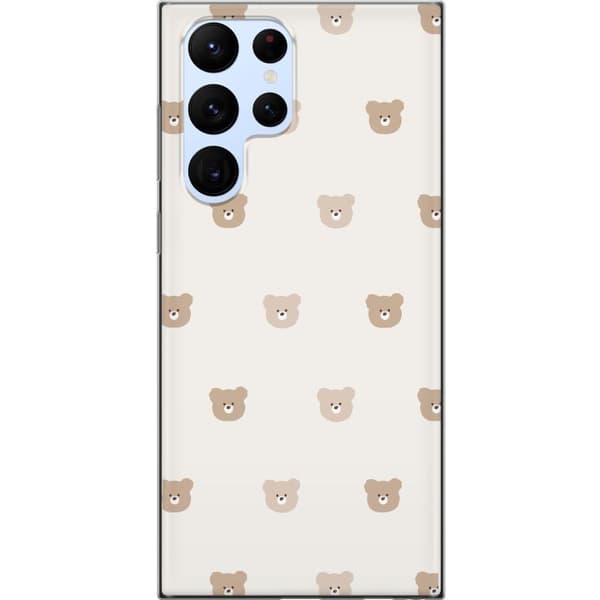 Samsung Galaxy S22 Ultra 5G Gennemsigtig cover Teddybaggrund - søde teddybjørne mod en blød baggrund